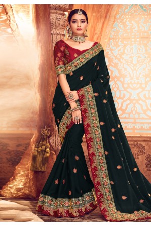 Black satin saree with blouse  1914